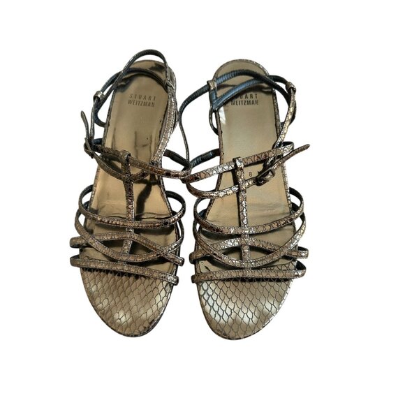 STUART WEITZMAN Silver Leather Sandals Size 8 - Picture 3 of 8
